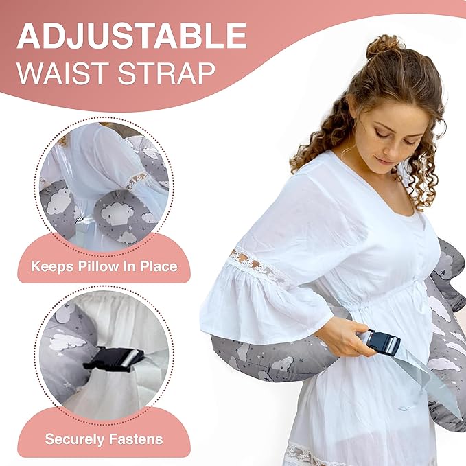 Nursing Pillow – Breastfeeding Pillows with Security Fence for Enhanced Support & Comfort – Removable Cotton Cover, Adjustable Waist Strap, Newborn Essentials Must Haves Baby Registry Search