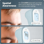 Greater Goods No-Touch Infrared Digital Thermometer for Adults, Kids, and Babies, Forehead Thermometer with Ergonomic Grip, Fever Alarm, Powder Blue