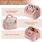 Breastmilk Cooler Bag with Ice Pack Fits 6 Baby Bottles up to 9 Ounce, Wearable Breast Pumps Cooler Bag for Nursing Mom Daycare, Work, Travel- Pink