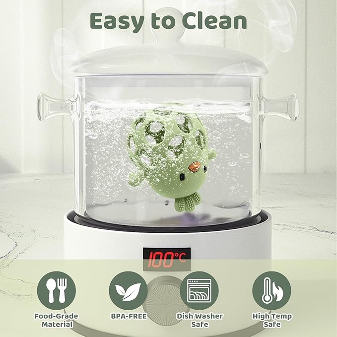 Baby Teething Toys Silicone Teethers - Babies Toys Chew Toys Food Grade Silicone for Sucking Needs, BPA Free for 0-6 6-12 Months(Green Pink)