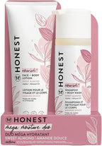 The Honest Company 2-in-1 Cleansing Shampoo and Body Wash Face Lotion Bundle Gentle for Baby Naturally Derived Sweet Almond Nourish 18.5 fl oz