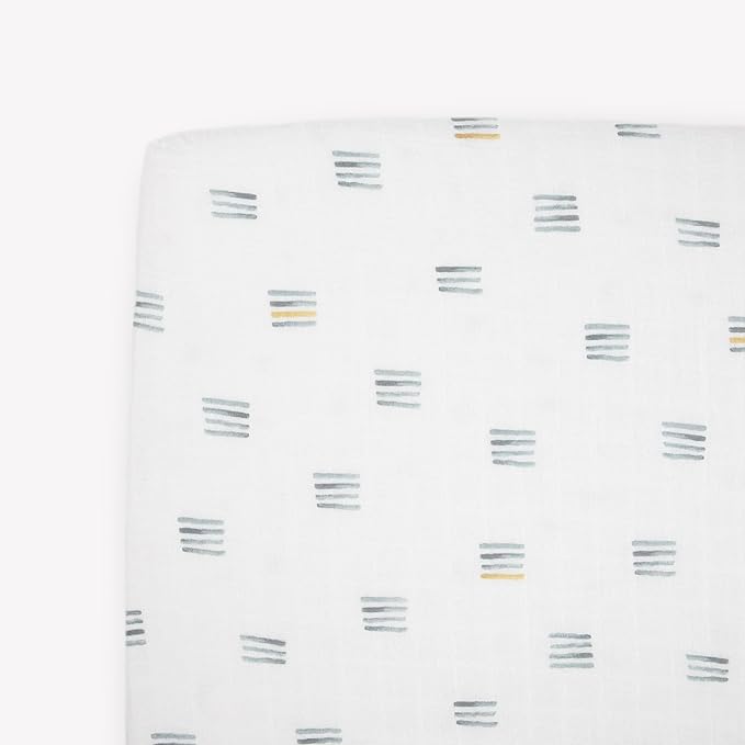 Little Unicorn Premium Crib Sheet | Breathable & Super-Soft Muslin Fabric (Blue Stacks)