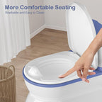 2-in-1 Toddler Potty Training Toilet - Larger Potty Chair & Detachable Training Seat for Boys & Girls Ages 1-3 with Flushing Sound, Wipes Storage, Toilet Paper Holder - Blue
