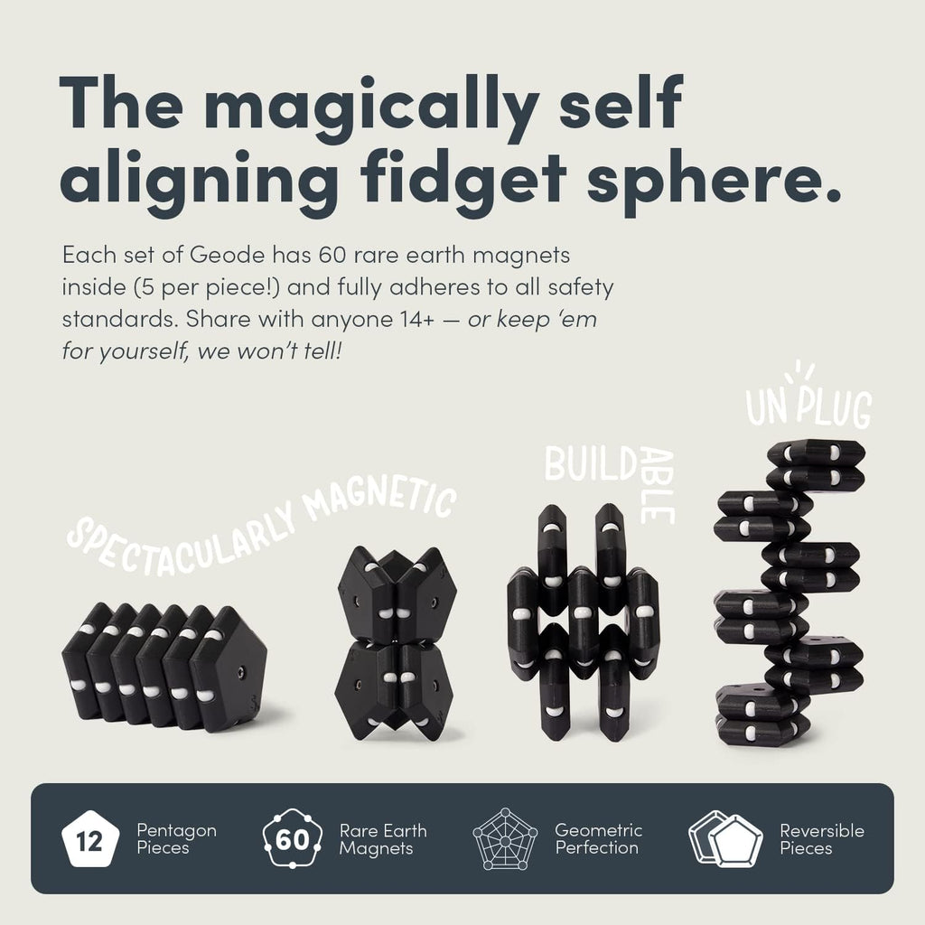 Speks Geode Matte Pentagons Magnetic Fidget Toy for Adults | Quiet Sensory Toy for Stress Relief & Anxiety, Office Desk Toy & Top Gadget Gift Idea | Snake Eyes, 12-Piece Set