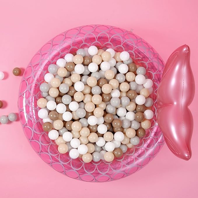 GOGOSO Balls for Ball Pit - Plastic Ball for Toddlers 1-3, Baby Kids Ball Pool Decoration 50 100 200 300 500 1000 (Grey+Coffee+ Beige+White, 200 Balls)