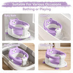 Baby Bath Seat for Babies 6 Months & Up, Toddler Bath Seats for Babies Sitting Up, Non-Slip Infant Bath Tub Chair with 4 Suction Cups & Soft Cushion for Shower, Compact Toddler Bathtub Seat, Purple