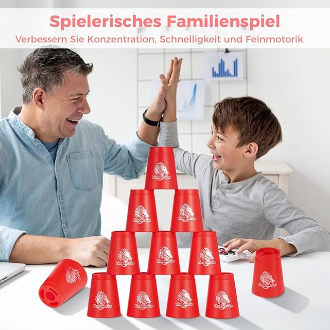 yeesport 24 Pcs Sport Stacking Cups, Sport Training Game for Challenge Competition, Plastic Stacking Cups, Classic Family Game for Kids and Adults, Blue+Red