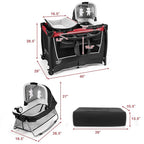 BABY JOY 4 in 1 Pack and Play, Portable Nursery Center Baby Playard w/Bassinet & Diaper Changing Table, Infant Bassinet Activity Center with Toys, Music, Oxford Bag for Toddlers (Rose, Classic)