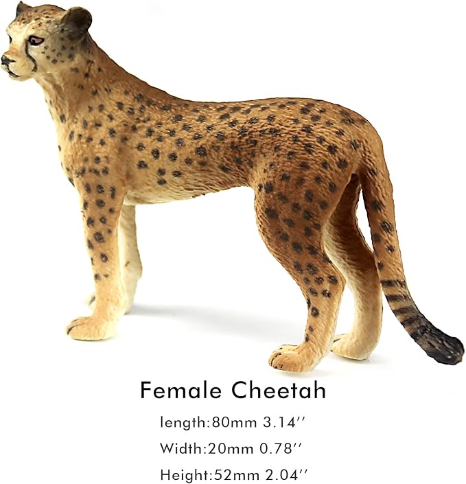 FUNSHOWCASE African Jungle Animals Toy Cheetahs Figure Realistic Plastic Figurine Playset Lot 2-Piece