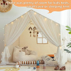 Kids Play Tent with Padded Mat, Kids Tents Large Princess Castle Pompoms Play House Indoor Playhouse Tent for Girl Bed Tents