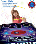 SUNLIN 2-in-1 Music Jam Mat, Music Learning Toy for Boys Girls 3-6, Drum Set + Piano Mat, Toddler Birthday Gift 3 4 5 6 Years, Record & Playback, Built-in Songs, 8 Instrument Sounds, Volume Control