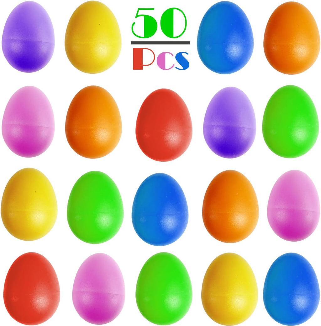 GIFTEXPRESS 50 PCS Easter Egg Shakers for Kids – Colorful Percussion Musical Maracas for Toddlers, Baby Sensory Toys, Easter Basket Fillers, Preschool Rhythm Instruments, Classroom Noise Makers