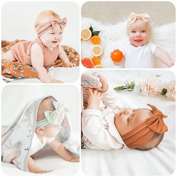 Jesries 22 PCS Baby Headbands Soft Nylon Hairbands with Bows Girls Hair Accessories for Newborn Infant Toddler Kids Handmade