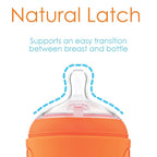 PopYum 5 oz Orange Anti-Colic Formula Making/Mixing/Dispenser Baby Bottles, 3-Pack with #1 Slow Flow Nipples, 150 ml, BPA-Free, Natural Latch