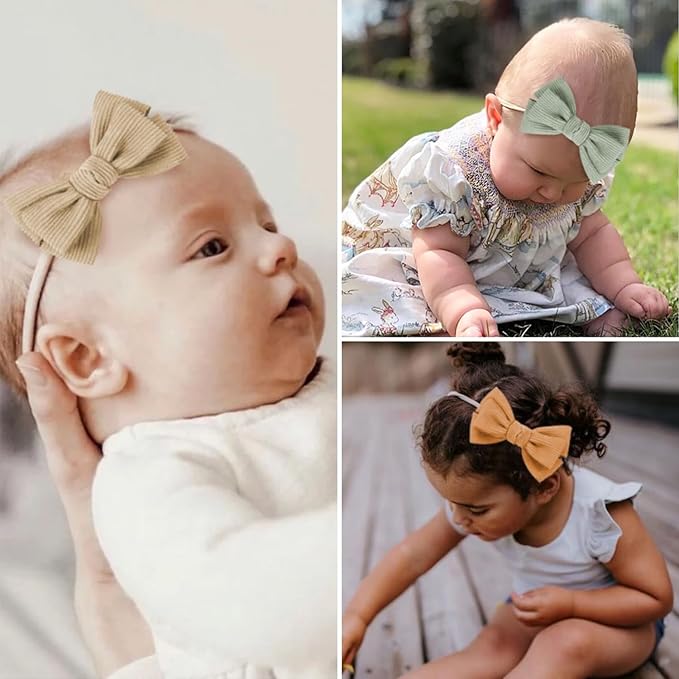 Baby Girl Headbands and Bows, Newborn Infant Toddler Nylon Elastics Hairbands Hair Accessories