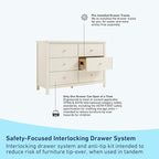 Graco Sasha 6 Drawer Dresser (Frosted Oat) – GREENGUARD Gold Certified, Wood Storage for Nursery or Kids’ Room, Safe Interlocking Drawer System & Easy Assembly with Pre-Installed Tracks