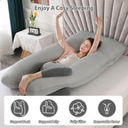 Amagoing Cooling Pregnancy Pillow for Sleeping, 55 inch U Shaped Full Body Maternity Pillow Support for Back, Hip, Belly, Legs for Pregnant Women, Removable Cooling Cover, Pregnant Women Must Have