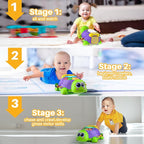 Baby Toys 6-12 Months, Musical Turtle Crawling Tummy Time Development Light up Infant Toys 12-18 Months, Bilingual Educational Boy Girl Gifts Toy for 3-6 4 5 7 8 9-12 Month