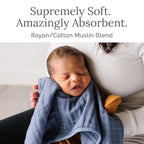 Natemia Muslin Burp Cloths for Baby Boys and Girls - Super Absorbent Baby Burp Cloths, Viscose Derived from Bamboo Cotton Baby Washcloths, 3-Pack Neutral Burp Cloths for Newborn, 21" x 11"