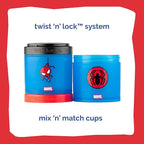 Whiskware Marvel Stackable Snack Containers for Babies, Kids, and Toddlers, 3 Stackable Snack Cups for School or Travel, Formula Friendly, Cupholder Friendly, Spider-Man