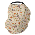 Thanksgiving Turkey Pumpkins Car Seat Covers Vintage Autumn Leaves Stretchy 5-in-1 Cover Adjustable Infant Carseat Cover Canopy Fall Harvest Breathable Nursing Cover-Up
