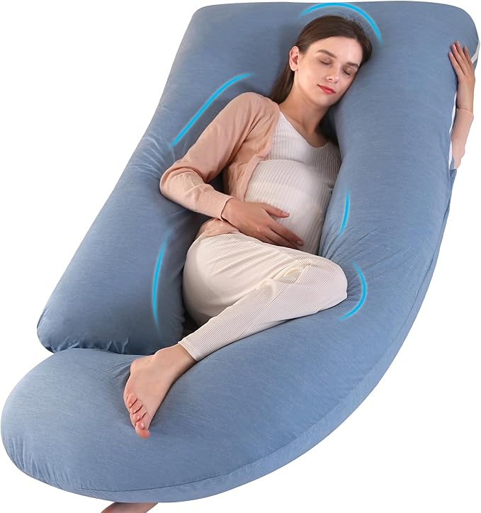 U-Shaped Pregnancy Pillow for Sleeping, Full Body Support for Back, HIPS & Belly - 65 Inch Maternity Pillow with Machine Washable Cover | Maternity Essential
