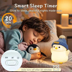 Penguin Night Light for Kids, Adorable Penguin Lamp with Hat, Food Grade Silicone Nursery Nightlight, Rechargeable/Dimmable/Timer,LED Squishy Novelty Animal Bedside Lamp,Funny Gifts for Boys
