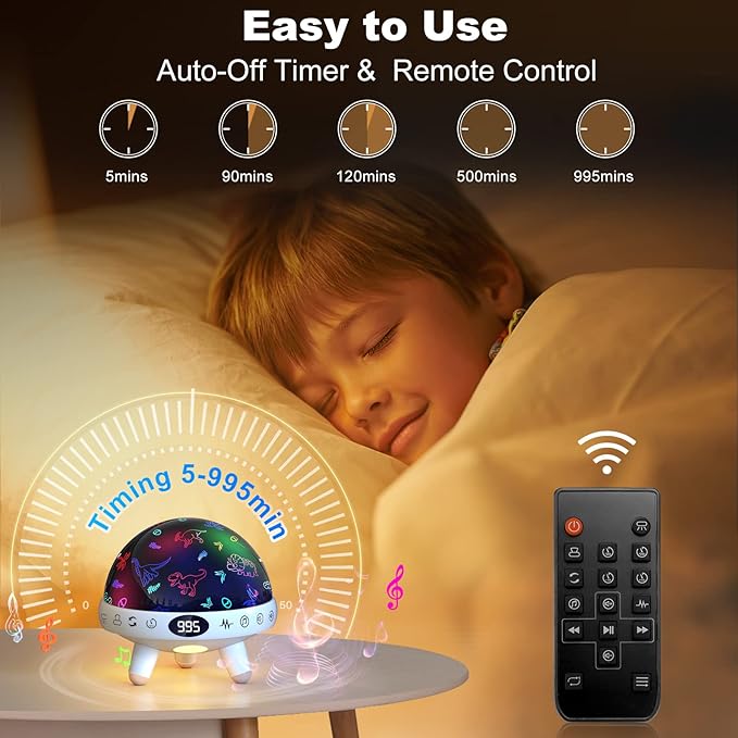 YACHANCE Dinosaur Night Light Projector for Kids with Timer&Remote.Dinosaur Gifts for 1-12 Year Boy.Dinosaur Toys for Kids 5-7 Year Old.Dinosaur Decor for Boys Room.Baby Night Light with 29 Sounds