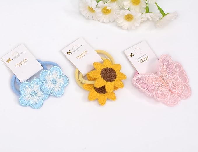 Boutique Baby Hair Accessories - 20 Pcs Elastics Hair Ties with Bows, 1.2 Inch Ponytail Holders for Pigtails & Rubber Bands for Little Girls (Set-C)