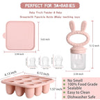 WAJIAYON Baby Breastmilk Popsicle Molds & Baby Fruit Feeder (4 Pack), Infant Food Freezer Tray Storage Containers, Silicone Teething Pacifier Feeder and Teether for Babies（Pink&Purple）