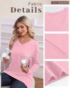 3 Pack Women's Oversize Nursing Shirts for Breastfeeding with Hidden Zippers Loose Fit Long Sleeve Maternity Tops