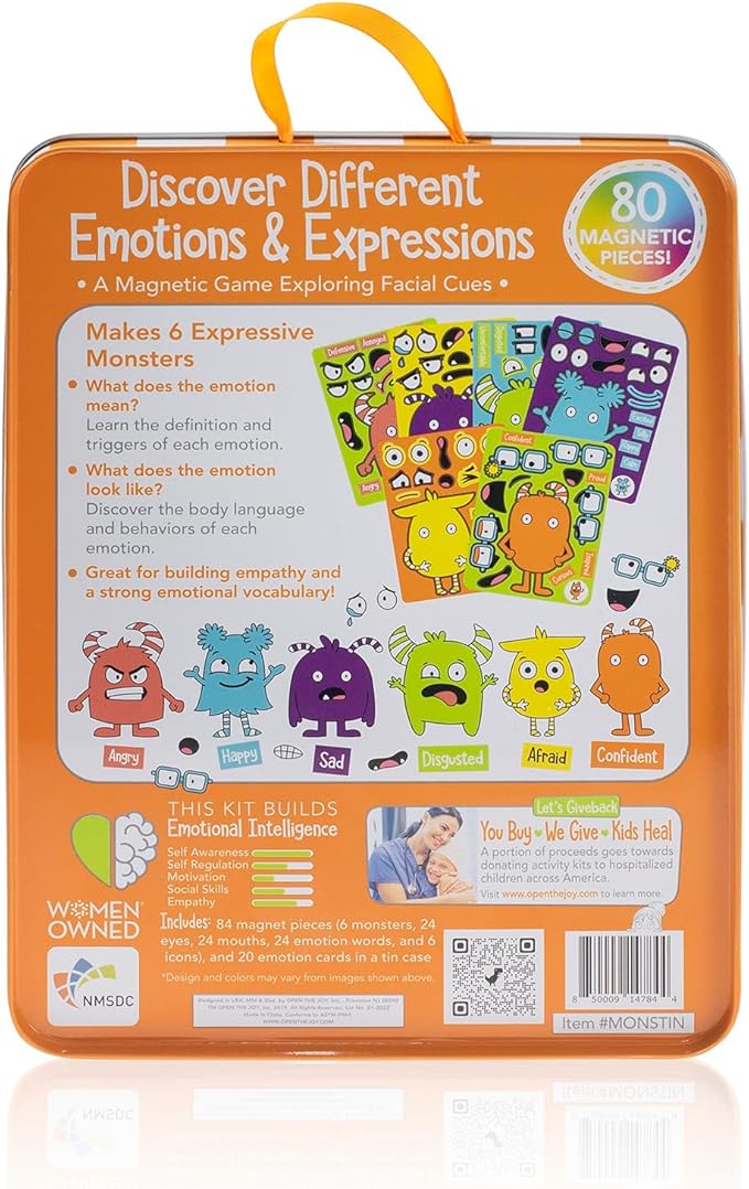 Open The Joy Magnetic Emotions Playset: Explore, Learn, and Express Feelings with Mix and Match Magnetic Characters and Expressive Faces - Ages 4 and Up