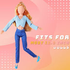 Bencailor 8 Pieces Christmas Doll Clothes for 11.5 Inch Doll Accessories Sweaters Denim Pant Summer Regular Outfit Clothing(Stripe)