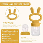 WAJIAYON Baby Breastmilk Popsicle Molds & Baby Fruit Feeder (2 Pack), Baby Food Freezer Tray Storage Containers, Silicone Teething Pacifier Feeder and Teether for Babies,Baby Feeder - Yellow