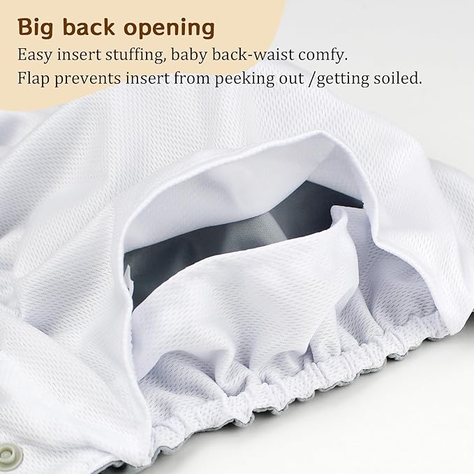 Mama Koala 3.0 Cloth Diapers for Babies with AWJ Lining, 6 Pack with 6 5-Layer Natural Cloth Diaper Inserts - Reusable and Washable Pocket Diapers(A-Flower Romance)