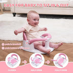 Baby Bath Seat for Babies 6 Months & Up Sitting Up,Infant Bath Seat with Temperature Alert+Open Backrest+on/Off Armrest,Toddler Bath seat Baby Bath Chair for Bathtub,Tub,Sink Pink