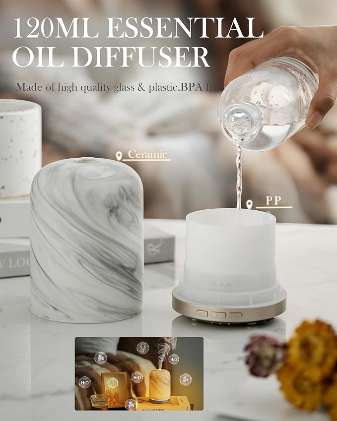 Aromatherapy Diffuser – Ultrasonic Essential Oil Diffuser, Health Night Light, Timer & Auto Shut-Off, BPA-Free, 120ml Diffusers for Home, Office, or Spa