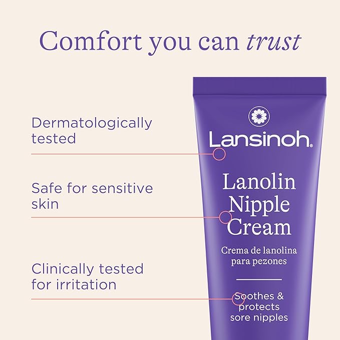 Lansinoh Lanolin Nipple Cream Safe for Breastfeeding Baby, 100% Natural Nipple Butter for Mom, Breastfeeding Essentials, 1.41 Ounces (2 Pack)