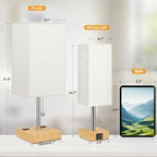 aooshine Wood Grain Small Table Lamp for Bedroom - 3 Color Temperature 3000K 5000K 4000K Bedside Lamp, Pull Chain Control, USB A and C Ports, Bulb Included