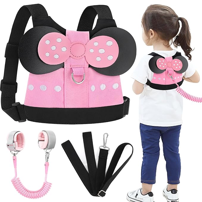 Accmor Toddler Harness Leashes + Anti Lost Wrist Link, Cute Kids Harness Child Leash for Girls, Adorable Child Anti Lost Leash Baby Walking Harness Belt Strap Protector for Outdoor Travel