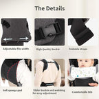 Baby Sling Carrier,4-in-1 Ergonomic Baby Backpack Front Carrier,Newborn to Toddler Wrap Lightweight Adjustable Baby Sling,Black