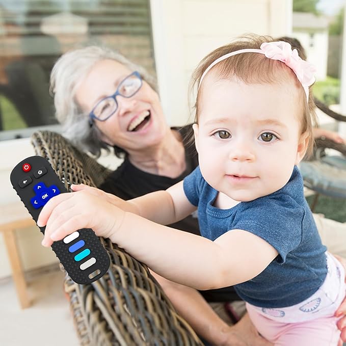 YAPROM 2Pcs Silicone Teething Toys for Babies - TV Remote Shaped Teether, BPA-Free Infant Toddler Teething Toy, Refrigerator Safe, Suitable for Boys & Girls