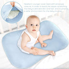 Hooyax Muslin Baby Lounger Cover Soft Organic Cotton Slipcover Fits Newborn Lounger for Baby Boys and Girls (Ice-Snow Blue)