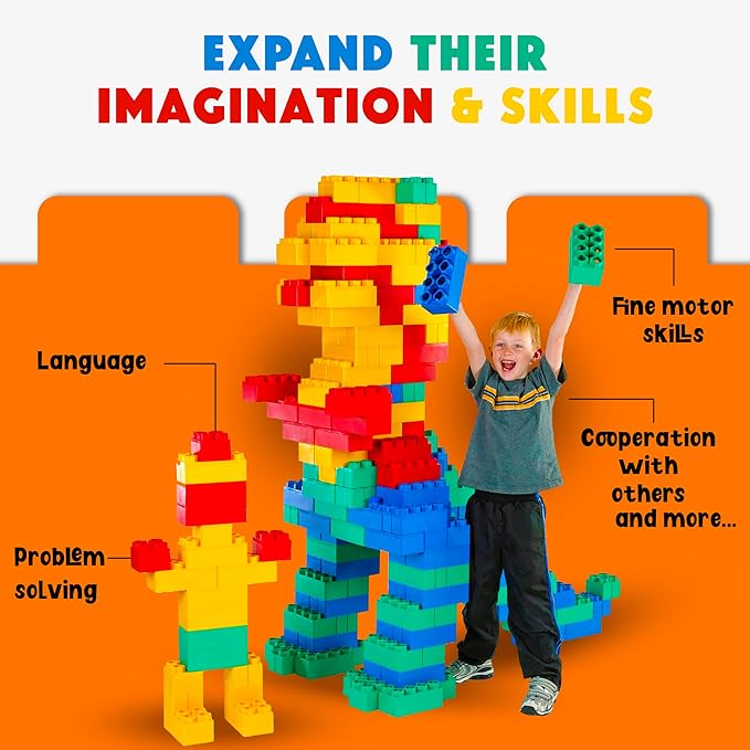 Big Blocks for Kids Ages 4-8, Indoor & Outdoor Blocks for Kids Jumbo Games, Large Building Blocks (24 PC) Beginner Set