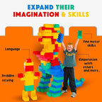 Big Blocks for Kids Ages 4-8 — Indoor & Outdoor Blocks for Kids Games — Large Building Blocks (192 pc) Jumbo Set