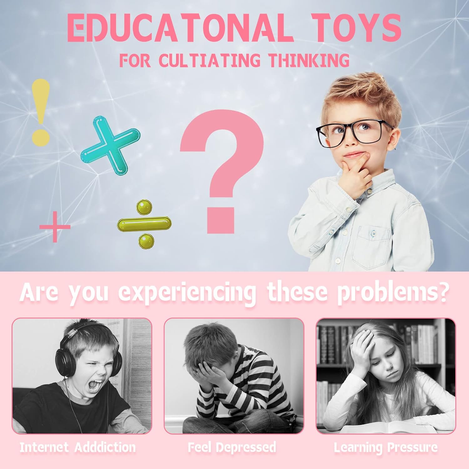 Magic Cube Bean Puzzle,Rotate and Puzzle,Stress and Anxiety Relief Fidget Toys,Brain Teasers Travel Games for Kids Teens Adults,Sensory Toys for Autistic ADHD,Pop Birthday Gift(Pink)