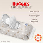 Huggies Skin Essentials Baby Wipes, Hypoallergenic, 99% Water, 2 Flip Top Packs (112 Wipes Total)
