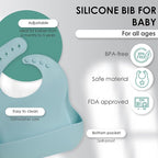 Bluet B- Silicone Baby Feeding Set - Baby Led Weaning Supplies - Baby Spoons, Suction Bowl - Plate - Baby Utensils Set - Silicone Feeding Set for Baby First Foods, Infant Eating - 8pcs - Light Blue