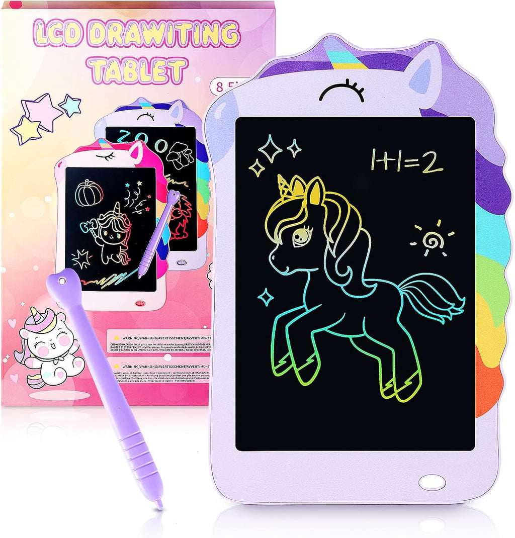 Unicorn Toys LCD Writing Tablet for Girls Kids,Colorful Toddler Drawing Tablet for Educational Baby Girl, Doodle Board Pad Toy for 3 4 5 6-12 Years Old Kid Birthday Party School, 8.5 Inch Purple