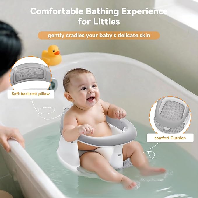 Baby Bath Seat for Babies 6 Months & Up - 360°Protection Bath Seats for Babies Sitting Up | Baby Infants Bath Chair with Temperature Alert & Cushion | Toddler Bath Seat Newborn Baby Bathtub Seat